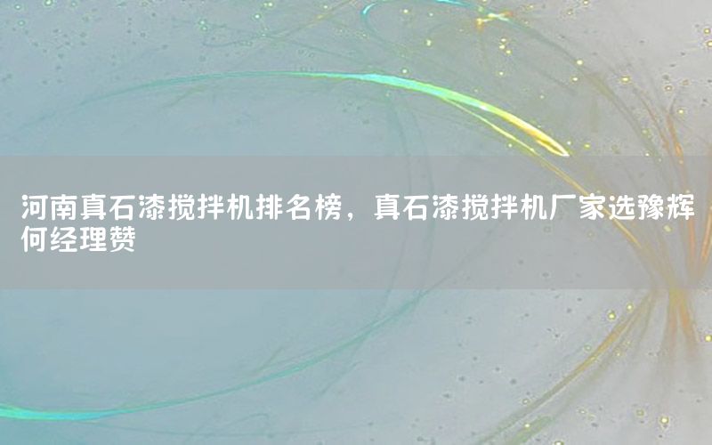 河南真石漆攪拌機排名榜，真石漆攪拌機廠家選豫輝何經(jīng)理贊