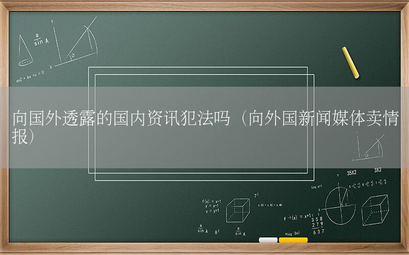 向國(guó)外透露的國(guó)內(nèi)資訊犯法嗎（向外國(guó)新聞媒體賣情報(bào)）