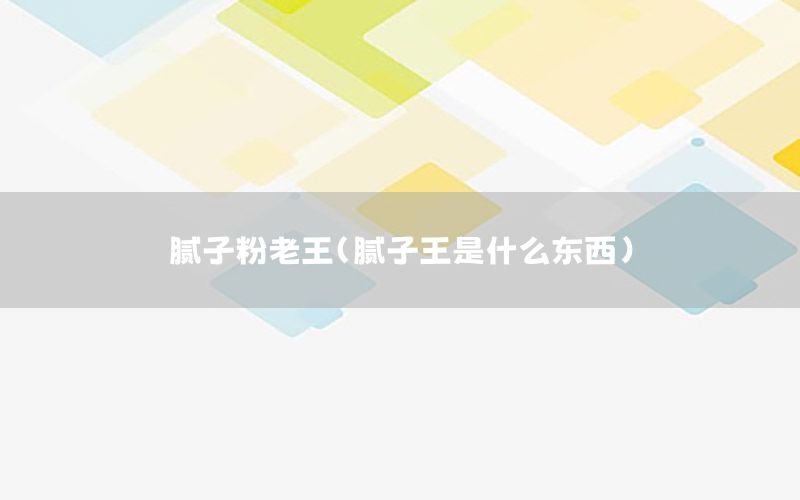 膩子粉老王（膩子王是什么東西）